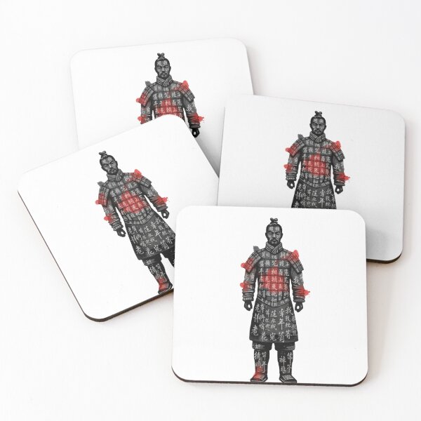 Item preview, Chinese terracotta warrior vocabulary silhouette hanzi armor ink wash language gift designed and sold by language-des.
