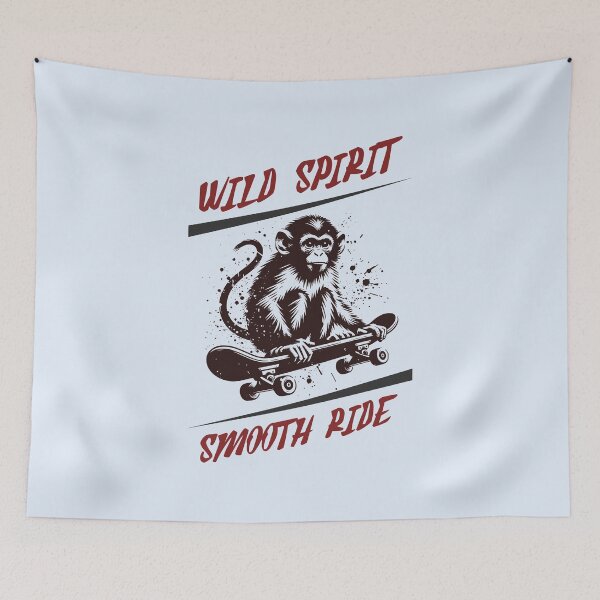 Item preview, Wild Spirit Smooth Ride Monkey Skateboard Design | Vintage Skater Animal Art designed and sold by Sachie's Studio.