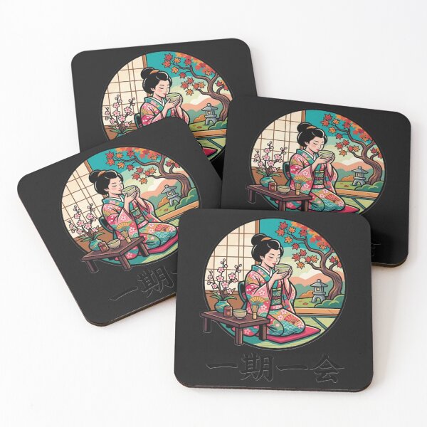 Item preview, Japanese Woman Tea Ritual Red Leaves Artwork designed and sold by Tsugraf Designs.