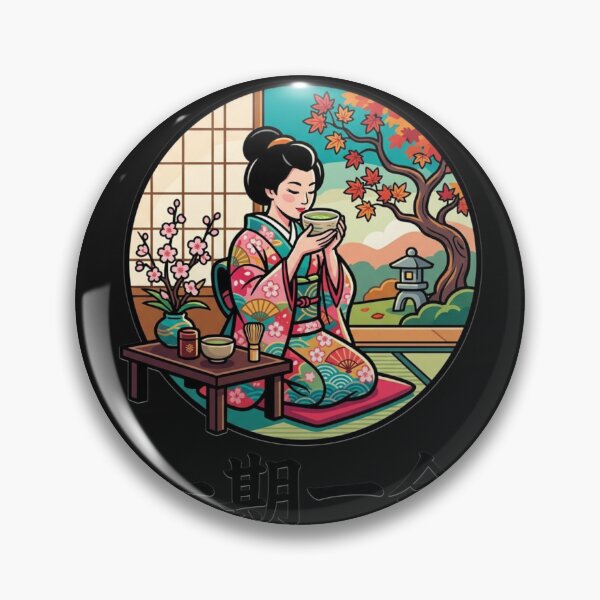 Item preview, Japanese Woman Tea Ritual Red Leaves Artwork designed and sold by Tsugraf Designs.