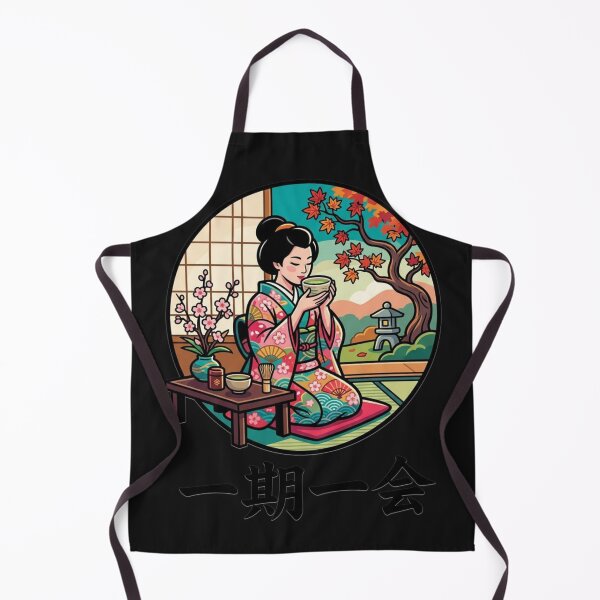 Item preview, Japanese Woman Tea Ritual Red Leaves Artwork designed and sold by Tsugraf Designs.