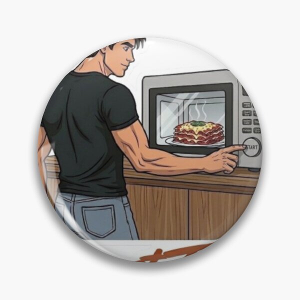 Item preview, Almost There Funny Man Microwaving Lasagna Illustration designed and sold by Northern Glow Art.