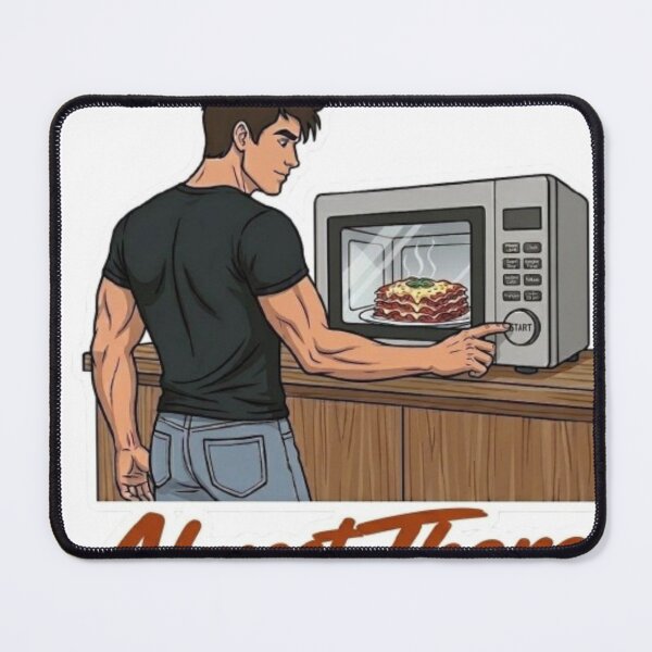 Item preview, Almost There Funny Man Microwaving Lasagna Illustration designed and sold by Northern Glow Art.