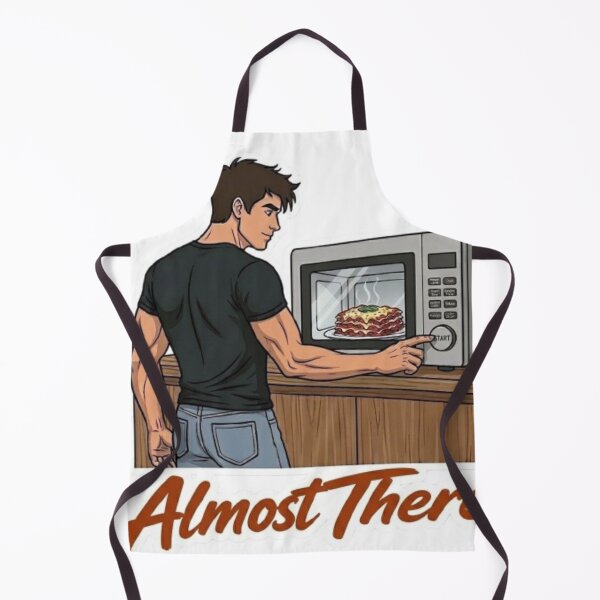 Item preview, Almost There Funny Man Microwaving Lasagna Illustration designed and sold by Northern Glow Art.