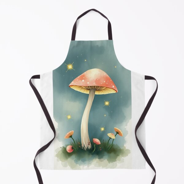 Item preview, Whimsical Mushroom Watercolor Art with Fairy Lights designed and sold by Vida e Arte.