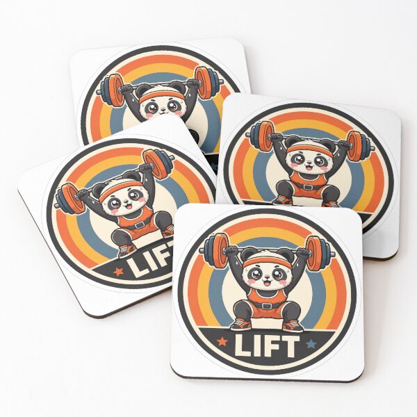 Item preview, Retro Vintage Panda Lifting Weights Gym Embleme designed and sold by Digistore1221.