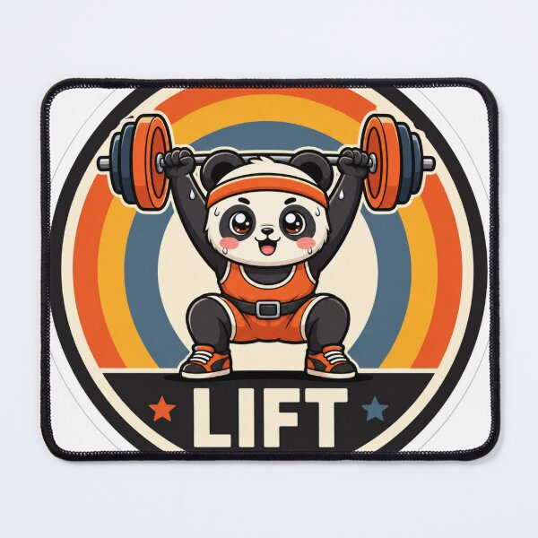 Item preview, Retro Vintage Panda Lifting Weights Gym Embleme designed and sold by Digistore1221.
