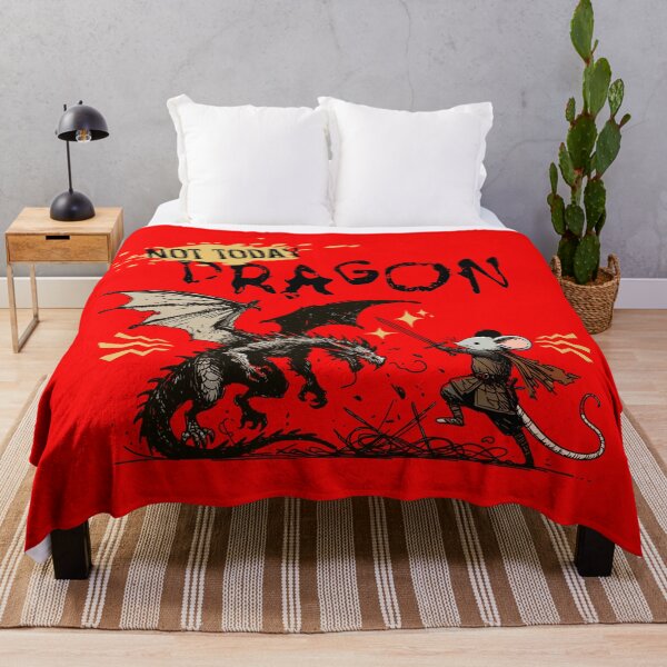 Item preview, Not Today Dragon Funny Fantasy Mouse Warrior | Cute Medieval Dragon Slayer Design designed and sold by Sachie's Studio.
