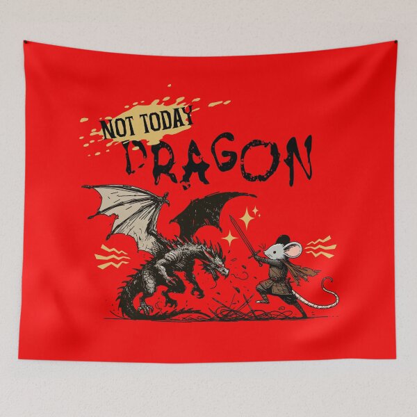 Item preview, Not Today Dragon Funny Fantasy Mouse Warrior | Cute Medieval Dragon Slayer Design designed and sold by Sachie's Studio.