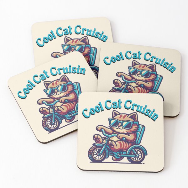 Item preview, Cool Cat Cruisin Cartoon Bicycle Cat | Funny Retro Cat Riding Bike Design designed and sold by Sachie's Studio.