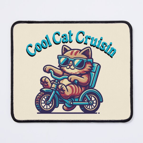 Item preview, Cool Cat Cruisin Cartoon Bicycle Cat | Funny Retro Cat Riding Bike Design designed and sold by Sachie's Studio.