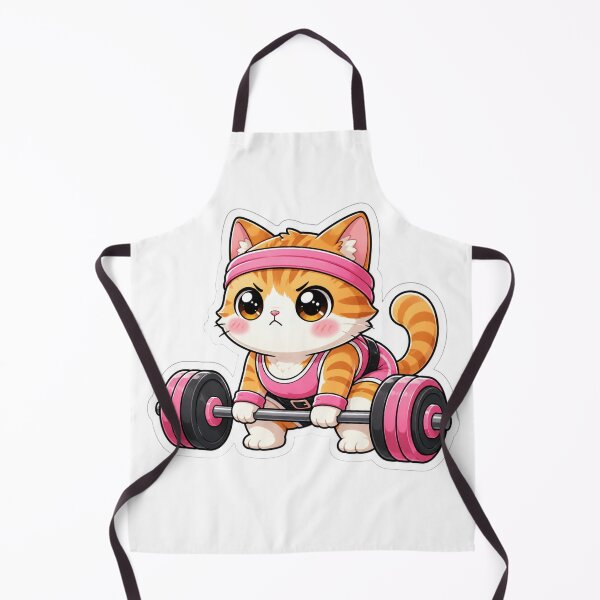 Item preview, Cute Kawaii Cat Lifting Weights Funny Gym Fitness designed and sold by Digistore1221.