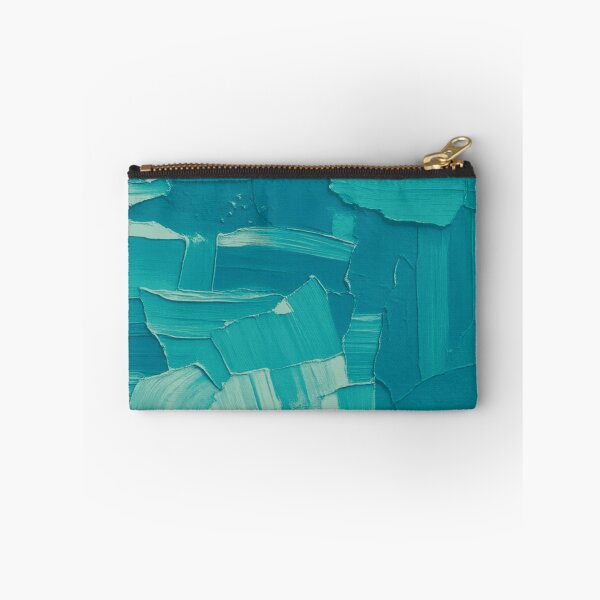 Item preview, Teal and Mint Green Heavy Impasto Patchwork Abstract Palette Knife Art designed and sold by L&L.