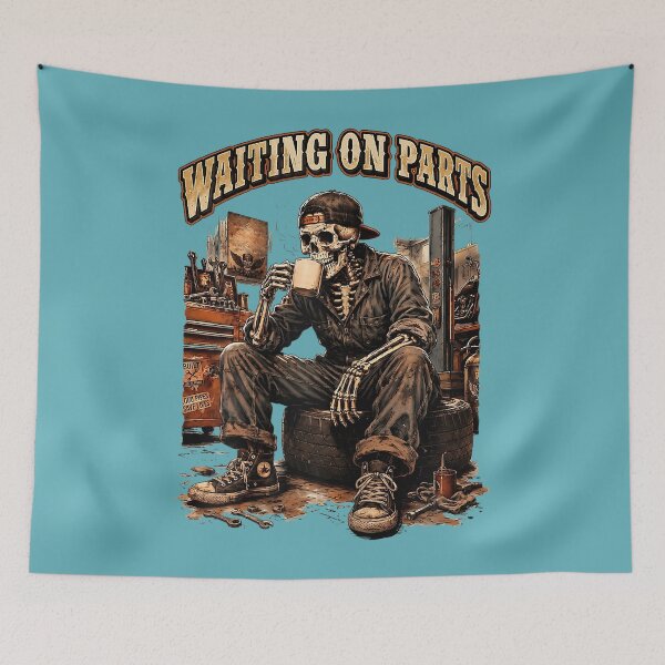 Item preview, Waiting On Parts Funny Mechanic Skeleton Garage Father's Day designed and sold by MichelLoveHaris.