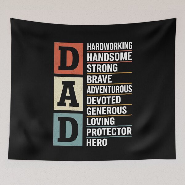 Item preview, Dad Hardworking Handsome Strong Brave Adventurous Devoted Generous Loving Protector Hero Father Family Appreciation designed and sold by SofenArt.