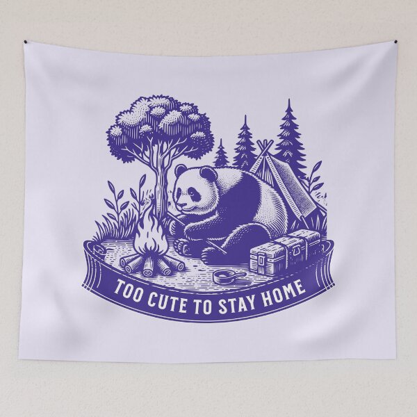 Item preview, Too Cute to Stay Home Panda Bear Camping – Cute Campfire Outdoors Wilderness Animal Design designed and sold by Sachie's Studio.