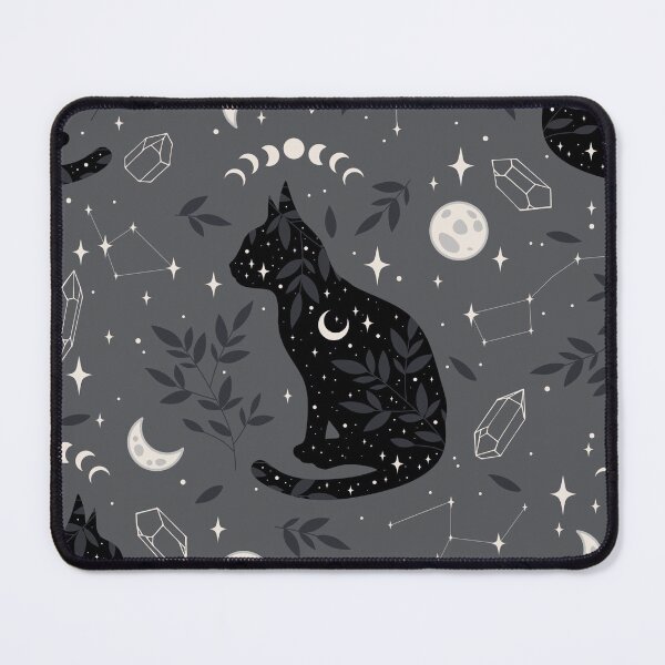 Item preview, Mystical Black Cat Celestial Pattern – Moon Phases, Crystals & Constellations designed and sold by RJACreative.