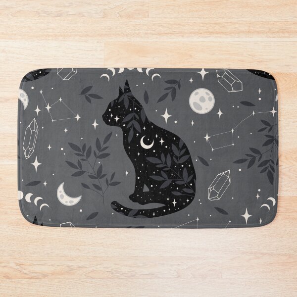 Item preview, Mystical Black Cat Celestial Pattern – Moon Phases, Crystals & Constellations designed and sold by RJACreative.