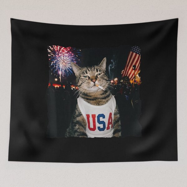 Item preview, Patriotic Smoking Cat | Funny USA Cat 4th of July  designed and sold by colornatics.