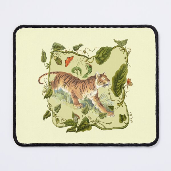 Item preview, Happy Tiger and Tropical Plants Animal and Botanical Illustration  designed and sold by CanisArtStudio.