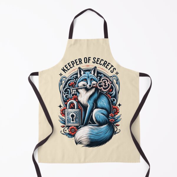 Item preview, Keeper of Secrets Blue Fox – Mystical Skeleton Key & Lock Fantasy Design designed and sold by Sachie's Studio.