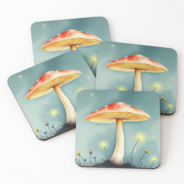 Item preview, Whimsical Mushroom and Flying Bird Watercolor Art designed and sold by Vida e Arte.