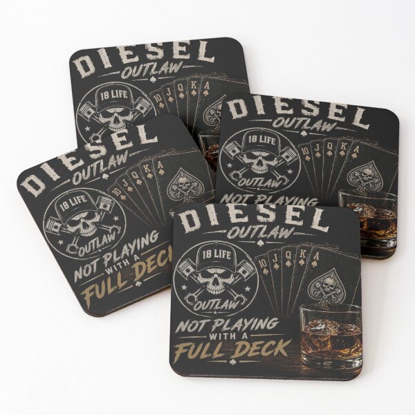 Item preview, Diesel Outlaw – Not Playing With a Full Deck | Skull, Whiskey & Royal Flush Trucker T-Shirt designed and sold by Diesel outlaw .