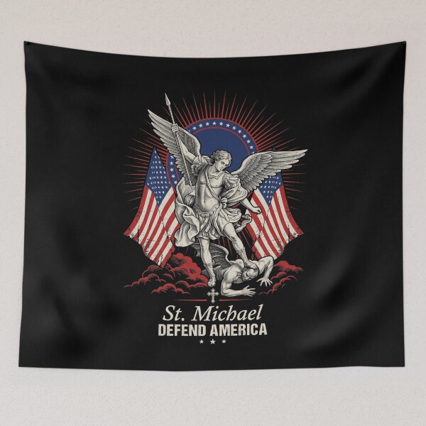 Item preview, Saint Michael Defend America American Patriot Christian Archangel designed and sold by SofenArt.