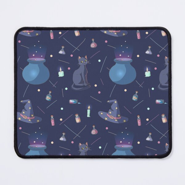 Item preview, Cute Witchy Cat Pattern – Black Cat, Cauldron & Magic Potion Design designed and sold by RJACreative.
