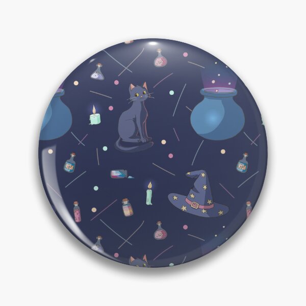 Item preview, Cute Witchy Cat Pattern – Black Cat, Cauldron & Magic Potion Design designed and sold by RJACreative.