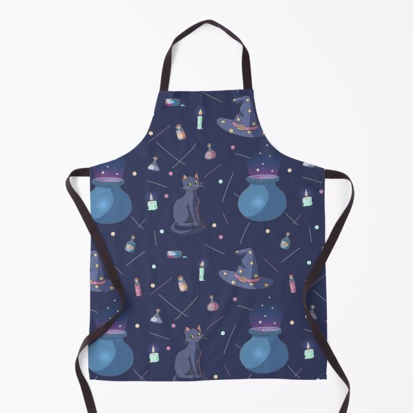 Item preview, Cute Witchy Cat Pattern – Black Cat, Cauldron & Magic Potion Design designed and sold by RJACreative.