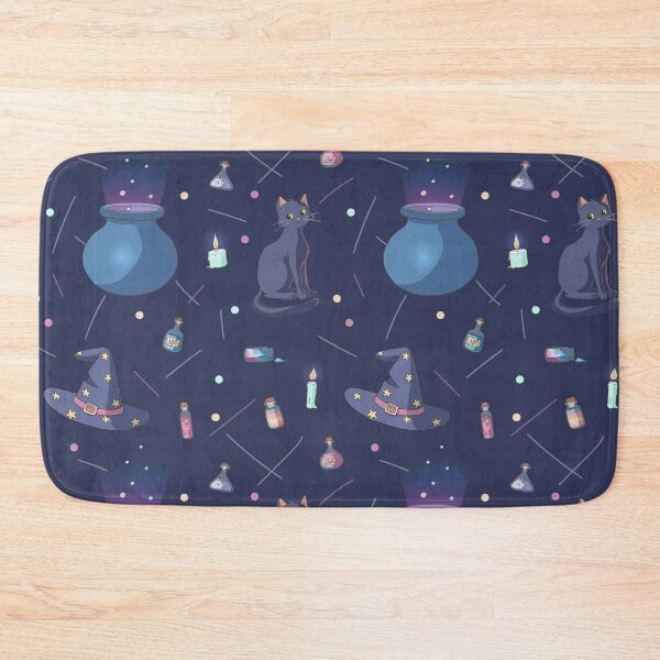 Item preview, Cute Witchy Cat Pattern – Black Cat, Cauldron & Magic Potion Design designed and sold by RJACreative.