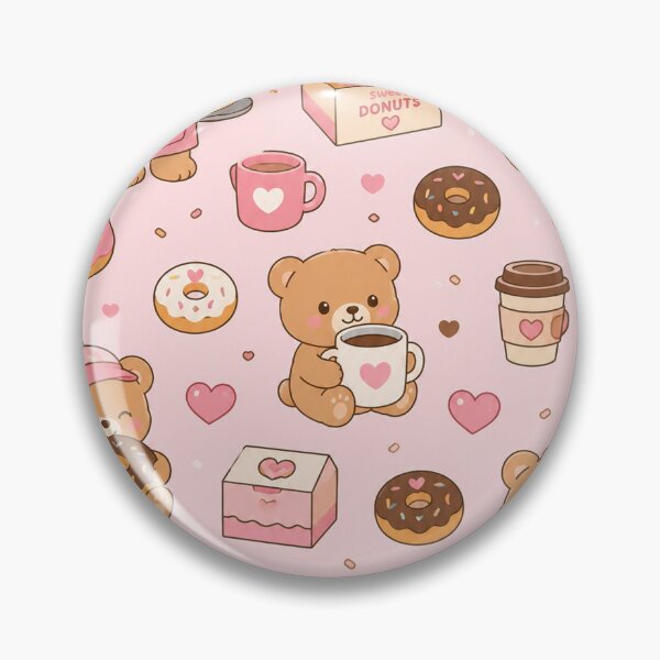 Item preview, Cute Teddy Bear Donut Bakery Pattern designed and sold by Soft Berry Studio.