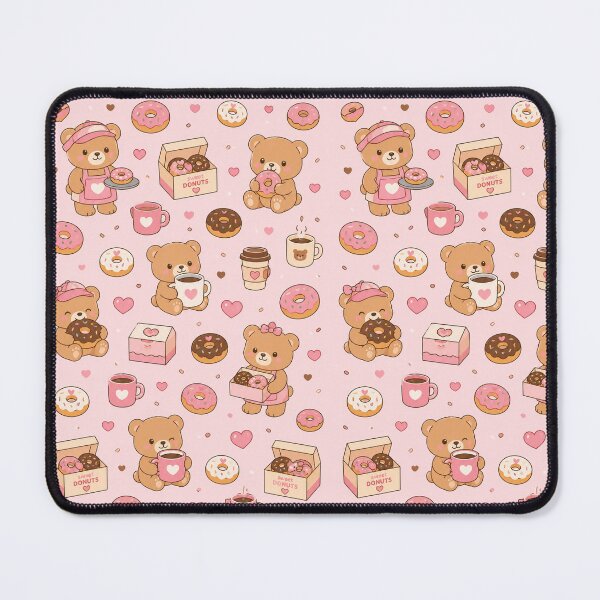 Item preview, Cute Teddy Bear Donut Bakery Pattern designed and sold by Soft Berry Studio.