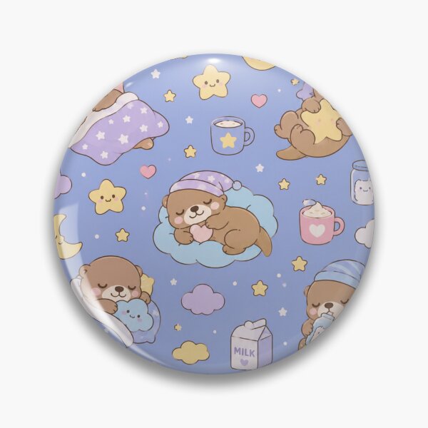 Item preview, Sleepy Otter Starry Night Kawaii Pattern designed and sold by Soft Berry Studio.
