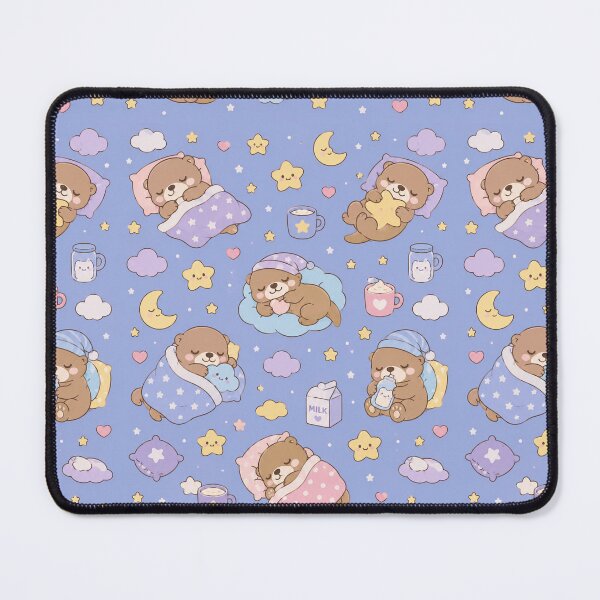 Item preview, Sleepy Otter Starry Night Kawaii Pattern designed and sold by Soft Berry Studio.