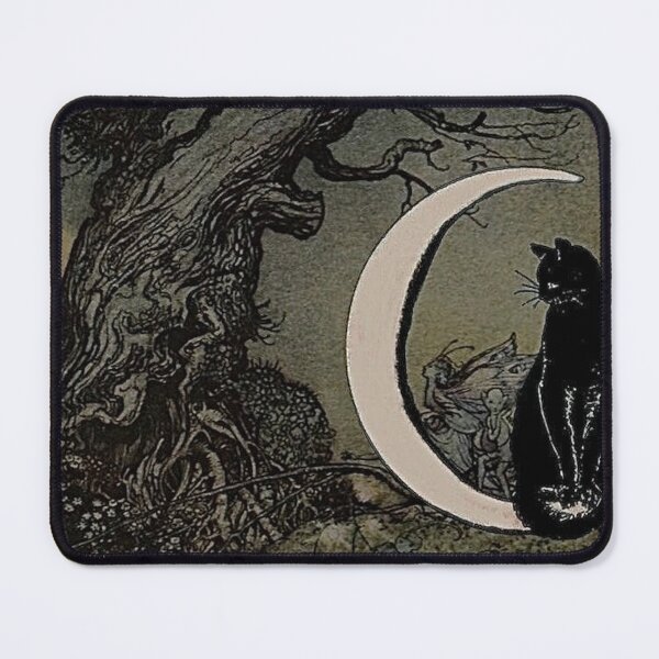 Item preview, Gothic black cat sitting on moon whimsigoth designed and sold by BrontesWhimsyStore.