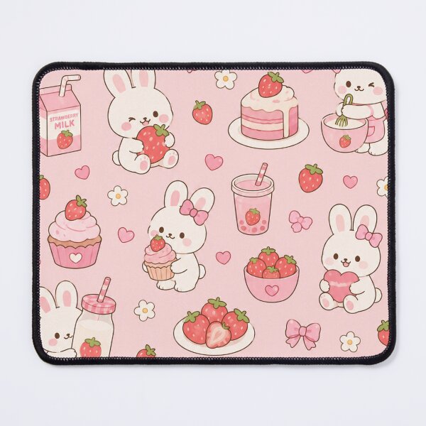 Item preview, Strawberry Bunny Bakery Kawaii Pattern designed and sold by Soft Berry Studio.