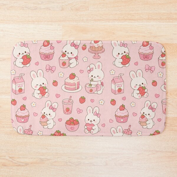 Item preview, Strawberry Bunny Bakery Kawaii Pattern designed and sold by Soft Berry Studio.