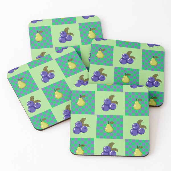 Item preview, Modern Cottagecore Pear and Blueberry Checkerboard Pattern designed and sold by NaileyCreative.