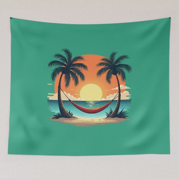 Item preview, Tropical Island Hammock Sunset Paradise designed and sold by piketo.