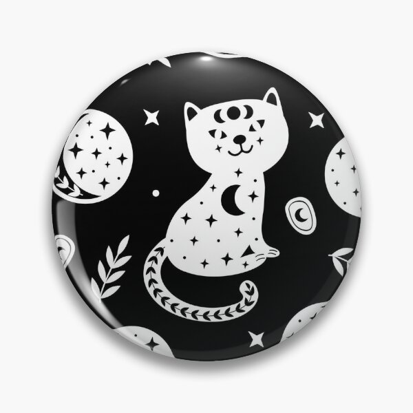 Item preview, Celestial Moon Cat Pattern – Mystical Black & White Witchy Cat Design designed and sold by RJACreative.