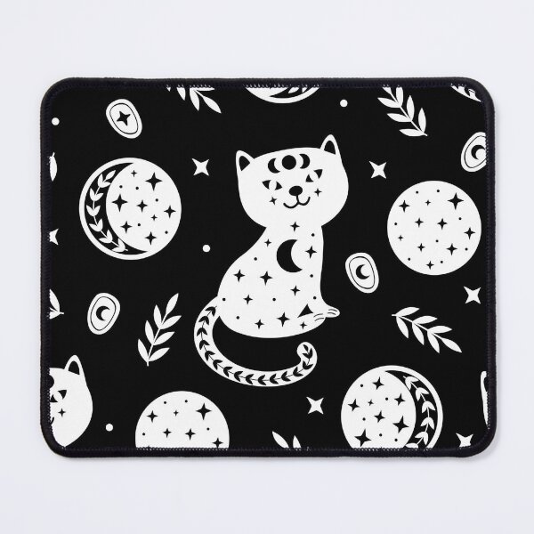 Item preview, Celestial Moon Cat Pattern – Mystical Black & White Witchy Cat Design designed and sold by RJACreative.