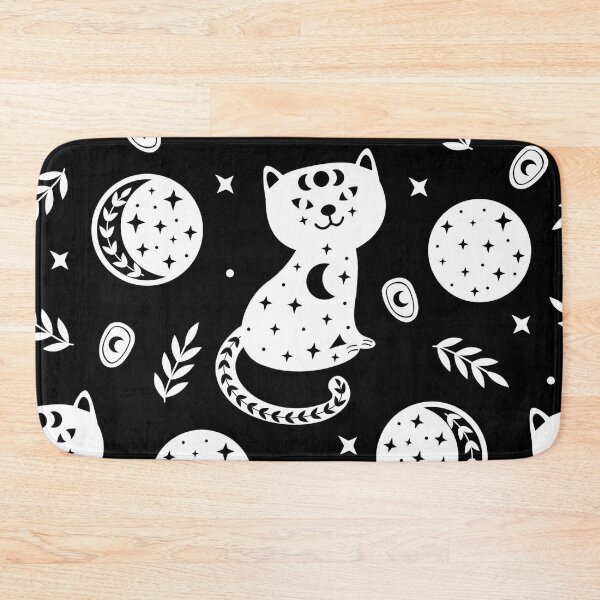 Item preview, Celestial Moon Cat Pattern – Mystical Black & White Witchy Cat Design designed and sold by RJACreative.
