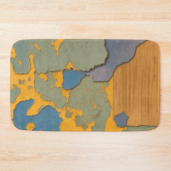 Item preview, Rustic Earthy Abstract Collage Slate Blue and Ochre Fine Art designed and sold by L&L.