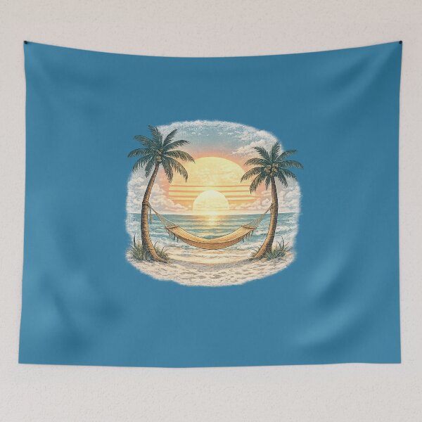 Item preview, Tropical Caribbean Island Hammock Sunset Paradise designed and sold by piketo.
