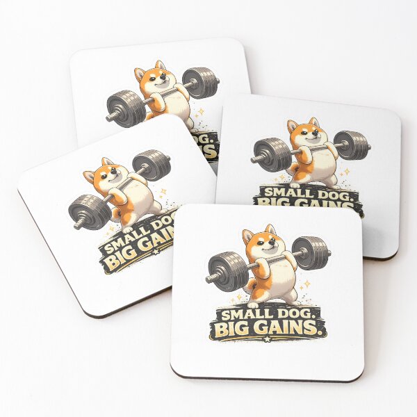 Item preview, Small Dog Big Gains Funny Gym Shiba Inu Weightlifting designed and sold by Digistore1221.
