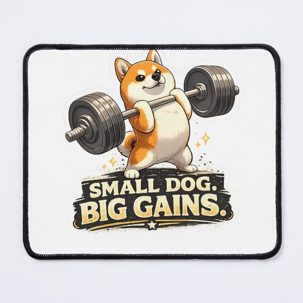 Item preview, Small Dog Big Gains Funny Gym Shiba Inu Weightlifting designed and sold by Digistore1221.