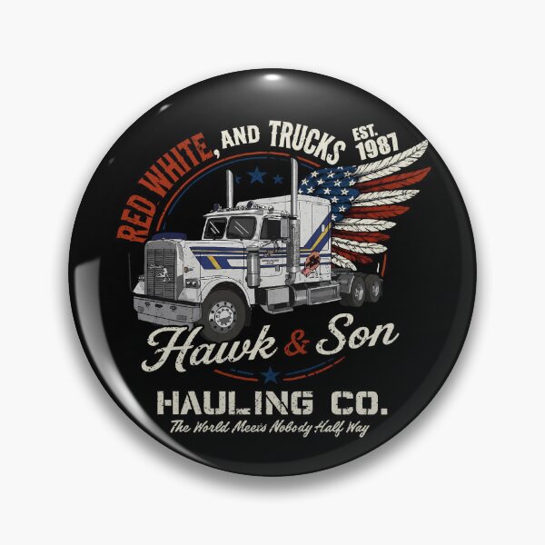 Item preview, Vintage Red White Hawk and Son 1987 Hauling co The world needs nobody half way designed and sold by colornatics.
