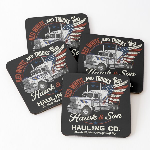 Item preview, Vintage Red White Hawk and Son 1987 Hauling co The world needs nobody half way designed and sold by colornatics.